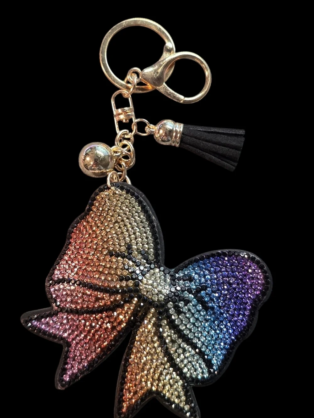 Colorfuk Crystal Bow Bag Charm Keychain with Tassel